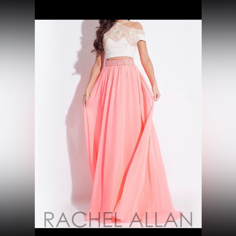 Rachel Allan Coral and Ivory Dress